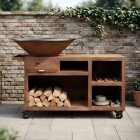 Fournitures de jardin : Plancha Grill BBQ en acier Corten pour cuisine extérieure, barbecue de Noël, avec différentes bases
