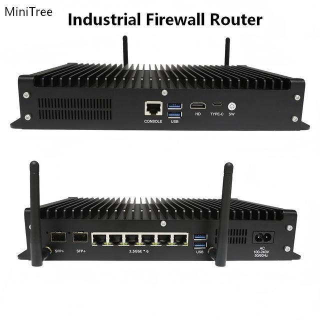 Fanless Mini PC 6x2.5G 2x10G SFP+ Core I3 1215U I5 1235U Business Office Industrial Computer Gateway Network Sever Proxmox Host