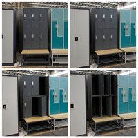 Armoire de rangement métallique à 6 portes avec banc, casiers en acier avec serrure à clé pour salle de sport, école, bureau, personnel, vestiaire