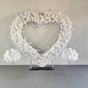 C-HA010 lengkungan hati putih buatan latar belakang lengkungan bunga lengkungan hati mawar 8 kaki cinta lengkungan hati untuk dekorasi pernikahan - Product Image 1