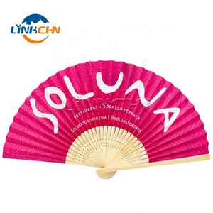 Ventilador de mano de papel de doble cara de bambú de 8,25 pulgadas personalizado - Product Image 2