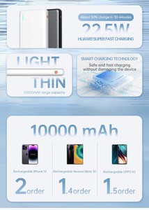 新款 22.5W 10000mAh 20000mAh 多容量电池移动电源定制徽标便携式快速充电器 Type-C 长续航移动电源 - Product Image 5