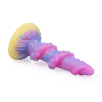 Dildo fantaisie pieuvre lumineux et souple en silicone avec ventouse, modèle monstre des profondeurs, pour femmes