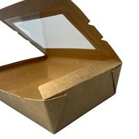 Boîte d'emballage alimentaire en carton écologique jetable, finition mate, film transparent pour restaurants et cafés - Utilisation pour boîte brune