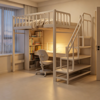 Lit mezzanine en acier inoxydable sur mesure avec bureau, meubles de chambre à coucher pour enfants, gain de place, pour la maison et l'appartement