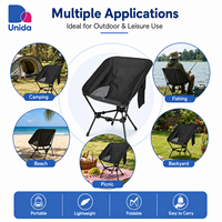 Chaise de camping pliable portable pour l'extérieur avec cadre en fer, sac de transport et poche latérale