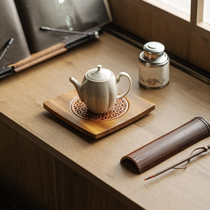 Walnut Wood Teapot Stand Square Heat Resistant Solid Wood Tray For Kung Fu <b>Tea</b> <b>Set</b> - Product Image 1