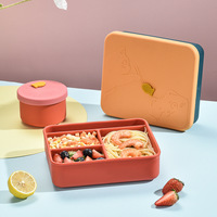 Boîte à bento en silicone écologique, durable, sans BPA, réutilisable, étanche, pour conserver les plats, boîte à lunch en silicone