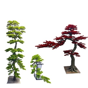 Personalizado 100% hecho a mano interior falso gran bonsái árbol artificial <span class=keywords><strong>rojo</strong></span> verde ciprés pino - Product Image 3