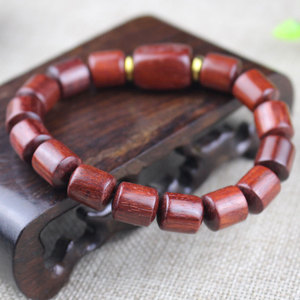 Pulsera de palisandro africano con cuentas de barril de 10x12mm y corazones grabados, joyería para parejas unidas, uso diario - Product Image 4