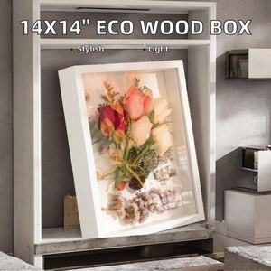 Eco-Friendly Black Wood <b>Shadow</b> <b>Box</b> 14x14 Inches Big Display Frame for Storage Keepsake Pictures Cards Wall Art 6x8 Option - Product Image 4