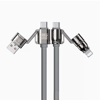 Cargador Superrápido 4 en 1 de 240 W 5A/6A TPE, Cable de Carga 2 en 1 para Teléfono Móvil iPhone con Conductor de Cobre Puro