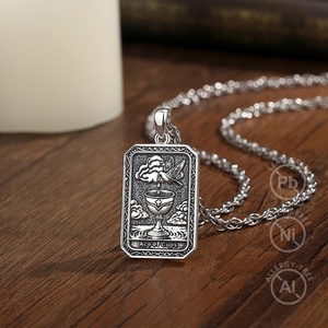 Pendentifs <span class=keywords><strong>de</strong></span> <span class=keywords><strong>Tarot</strong></span> <span class=keywords><strong>As</strong></span> <span class=keywords><strong>de</strong></span> Piques en Cuivre Plaqué Argent Noir, Amulette Spirituelle d'Amour, Bijoux Occultes Sans Nickel, Collier - Product Image 4