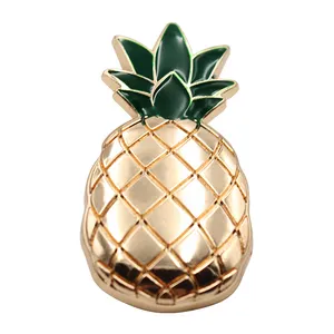 Custom Zinklegering Reliëf Pak Plated Leuke Ananas Metalen Schacht Knop