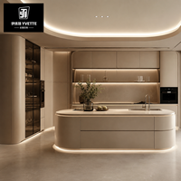 Ensembles d'armoires de cuisine modernes et élégants, design modulaire en verre acrylique, construction en MDF écologique, plan de travail en marbre, garantie 5 ans