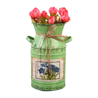 Pot à fleurs en fer vintage pour mariage, style shabby chic, seau en fer pour jardin, vase, décoration d'intérieur, pichet