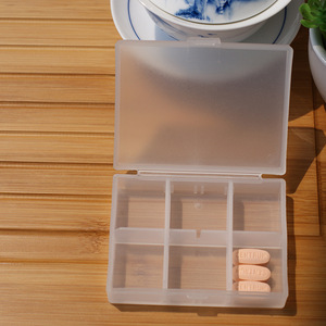Six Compartment Mini Pill Dispenser White Portable Medicine Storage Box Travel Pill Holder Customizable LKL 030 - Product Image 2