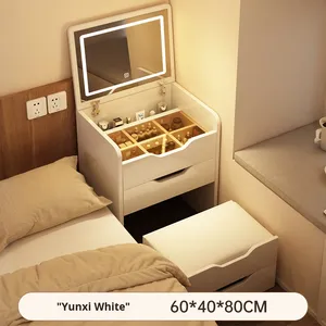 Small Solid Wood <strong>Bedside</strong> Dressing <strong>Table</strong> Bedroom Modern Simple Storage Cabinet Makeup <strong>Table</strong> with Integrated Makeup <strong>Mirror</strong> - Product Image 6