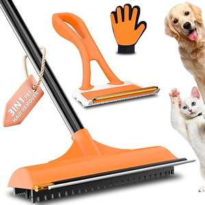 Rascador de Pelo para Mascotas con Mango Largo Ajustable, Kit de Rastrillo para Alfombras Reutilizable para Pelo de Perro y Gato, para Eliminar Pelos de Alfombras de Baño - Product Image 1