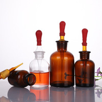 Bouteille de réactif en verre de laboratoire brun ambré 30ml 60ml 125ml 250ml Pot de stockage pour perfusion médicale Pipette compte-gouttes en verre en caoutchouc Vente en gros