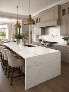 UNION <b>STONE</b> Calacatta Celestial Quartz <b>Artificial</b> Big Slab Eco-Friendly Anti-pollution Waterproof Modern Design Kitchen Wall - Product Image 5