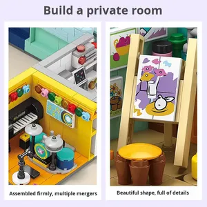 Blocs de construction <span class=keywords><strong>Dream</strong></span> House Street View en plastique ABS, jouet éducatif, cadeau pour enfants, unisexe, design de scène réaliste, facile à assembler - Product Image 4