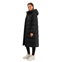 Manteau long noir chauffant pour femme, fabriqué sur mesure avec logo OEM, nouvelle arrivée, haute qualité, prix bas, tendance