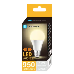 Bombilla LED A60 E27 10W 3000K, luz cálida, de bajo consumo, ideal para iluminación general y ambientes acogedores. - Product Image 1