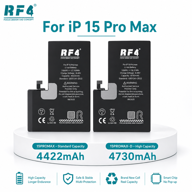 RF4 15 Pro Max Battery Replacement 4422mAh 4730mAh High Capacity Li-ion Battery Repair Parts Wholesale OEM in Stock