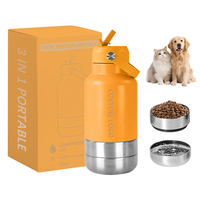 Bouteille isotherme sous vide 32oz personnalisable avec fonction 3-en-1 : gobelet à double paroi isolé avec couvercle à paille et gamelle pour animaux de compagnie
