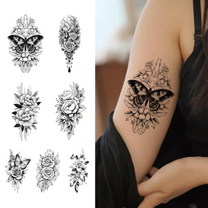 1Set 5 pezzi di <span class=keywords><strong>tatuaggi</strong></span> adesivi temporanei modello nero splendido <span class=keywords><strong>e</strong></span> artistico farfalla fiore tatuaggio impermeabile per la gamba del braccio del viso - Product Image 1
