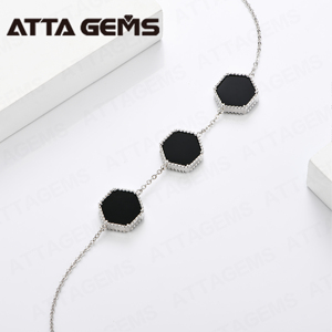 Commercio all'ingrosso Atta <span class=keywords><strong>925</strong></span> Sterling Silver bracciale da <span class=keywords><strong>uomo</strong></span> agata gioielli onice agata bracciale in pietra per le donne - Product Image 4