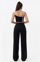 Yoga-Set mit individuellem Logo und Farbblockdesign, sexy rückenfreies Tanktop und lockere, weit geschnittene Hose, zweiteiliger Activewear-Anzug, Fitness-Workout-Anzug für Damen