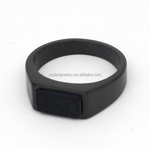 Mens Black Onyx <strong>Rings</strong> Stainless Steel Square Agate Signet <strong>Rings</strong> for Men <strong>Dad</strong> Father Jewelry Gift - Product Image 3
