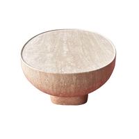 Table basse en pierre beige naturelle et en travertin de style moderne, ensemble de meubles de jardin pour hôtels, villas, parcs extérieurs