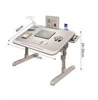 Petit bureau d'ordinateur portable pour la maison, bureau pliable sur lit, table pliante multifonctionnelle, mini bureau d'ordinateur avec lampe de lecture