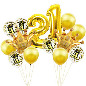 Corona per adulti palloncino di coriandoli di <span class=keywords><strong>un</strong></span> <span class=keywords><strong>anno</strong></span> set di 16 pezzi in oro forniture per decorazioni per feste di <span class=keywords><strong>compleanno</strong></span> coriandoli di paillettes - Product Image 4