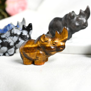 Sculpture de rhinocéros en cristal naturel sculpté, figurine de pierre précieuse de haute qualité pour la guérison énergétique, décoration de la maison et du bureau, fournisseur en gros - Product Image 1