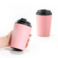 Nouveauté 2026 : Tasses à café mini réutilisables 240 ml, résistantes à l'usure, avec revêtement poudré, gobelets de voyage avec couvercle à pression en PP écologique