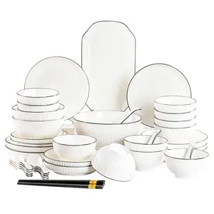 Großhandel Creative Bowl Dish Set Vertikale Streifen Haushalt Keramik Geschirr Geschirr Set