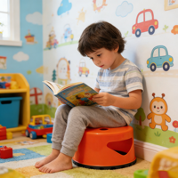 Tabouret rond au toucher doux pour la chambre d'enfant, bords arrondis lisses, plastique sans BPA, sûr pour les enfants