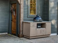 Kejia Vente en gros bon marché Armoires de cuisine extérieure Île de barbecue Table en marbre Armoire de cuisine extérieure en bois avec four