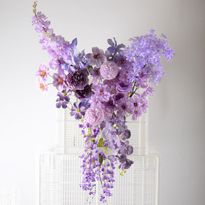 สีม่วง Monet ของงานแต่งงานในสวนตกแต่งห้องโถงสีม่วงอ่อนดอกไม้ประดิษฐ์ทำจากผ้าไหมสีม่วงอ่อนสำหรับในร่มกลางแจ้งสำหรับภูมิทัศน์วันแม่ - Product Image 3