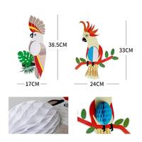 6 pièces oiseaux tropicaux nid d'abeille papier découpe perroquet hawaïen été plage fête décoration suspendue pour Bar salle de classe fournitures