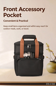 Double Layer Insulated <b>Cooler</b> Bag Waterproof Leakproof Thermal Lunch Tote Multi Pocket Zipper Carrier <b>for</b> Picnic Food Storage - Product Image 4