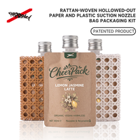 Pochette en rotin tressé ajouré de 100 ml avec bouchon en aluminium, emballage cosmétique réutilisable en plastique