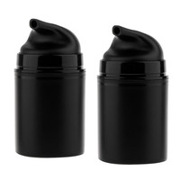 Botella cosmética de fondo redondo gordo de 30-200ML con logotipo personalizado, botella sin aire de prensa negra PP