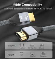 Câble HDMI 2.1 certifié ULT-unite 1m 2m 3m 8K 60Hz 4K 120Hz 48Gbps HDMI 2.1v Câble audio et vidéo ultra haute vitesse 8K HDMI