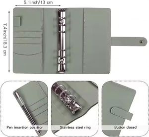 Carpeta de Cuero PU A5, Carpeta Organizadora con Sobres para Dinero en Efectivo, Planificador, Bolsillos, Etiquetas Adhesivas para Categorías, para Ahorrar Dinero - Product Image 4