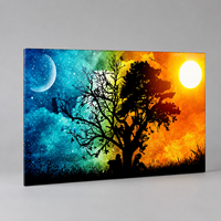 Impression murale Paysage Arbre Fantastique – Image Couleurs Jour et Nuit pour Bureaux Créatifs, Salons d'Hôtels et Espaces de Vie
